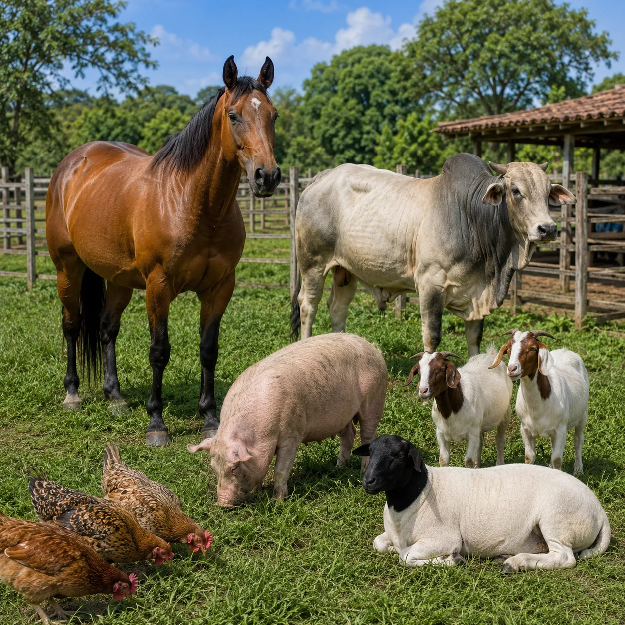 Animales de campo fuertes, sanos y protegidos